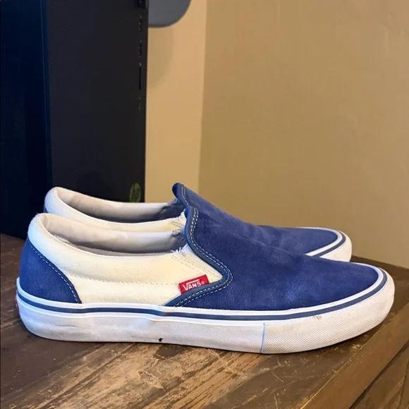 Vans Pro Blue and White Slip-Ons Skate Shoes 9.5 - Picture 3 of 6